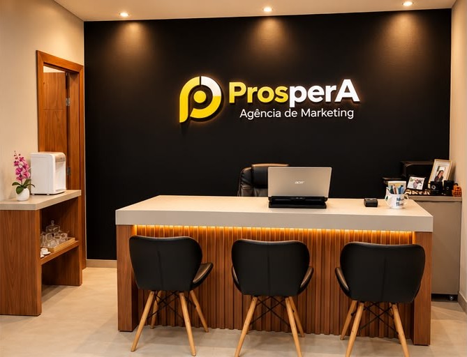 Recepção do escritório da Prospera Marketing